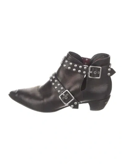 Pre-owned Marc Jacobs Leather Studded Accents Boots In Gray