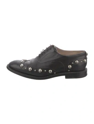 Pre-owned Marc Jacobs Leather Studded Accents Oxfords In Black