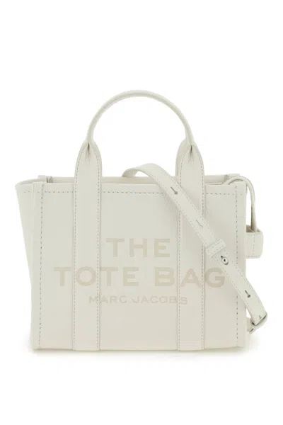 Marc Jacobs Leather The Mini Traveler Tote Bag In Cotton/silver