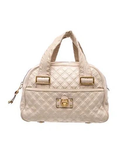 Pre-owned Marc Jacobs Leather Top Handle Bag In Metallic/neutrals