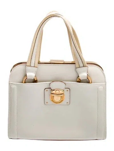 Pre-owned Marc Jacobs Leather Top Handle Bag In White
