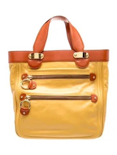 Pre-owned Marc Jacobs Leather Top Handle Bag In Yellow