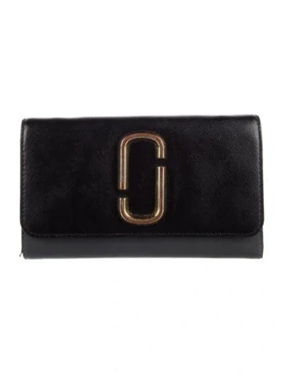 Pre-owned Marc Jacobs Leather Trifold Wallet In Black