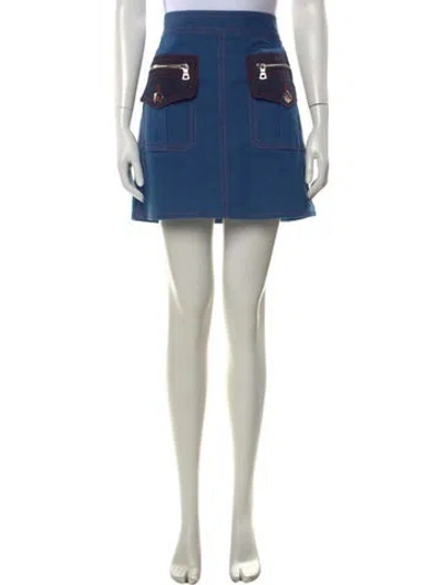 Pre-owned Marc Jacobs Leather Trim Embellishment Mini Skirt In Blue