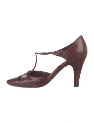 Pre-owned Marc Jacobs Leather T-strap Pumps In Brown