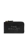Marc Jacobs Black Wallet With Logo Detail And Snap Hook In Grained Leather Woman In Black
