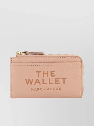 Marc Jacobs Leather Wallet With Logo Print And Zip In Neutral