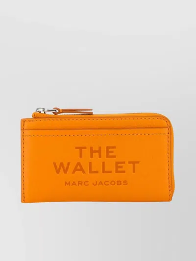 Marc Jacobs Leather Wallet With Logo Print And Zip In Brown