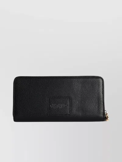 Marc Jacobs Leather Wallet With Textured Finish And Gold-tone Hardware In Black