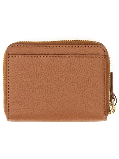 Marc Jacobs Leather Wallet With Zipper In Argan Oil