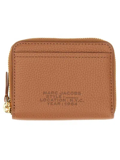 Marc Jacobs Leather Wallet With Zipper In Blue