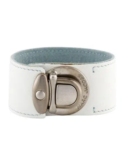 Pre-owned Marc Jacobs Leather Wrap Bracelet In Brown/white