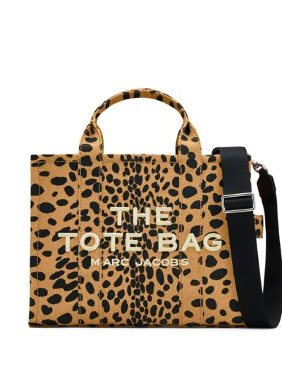 Marc Jacobs Leopard Print Structured Tote Bag In Black