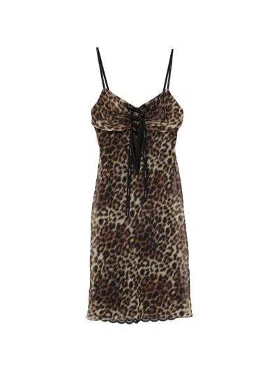 Marc Jacobs Leopard-print Slip Dress In Brown