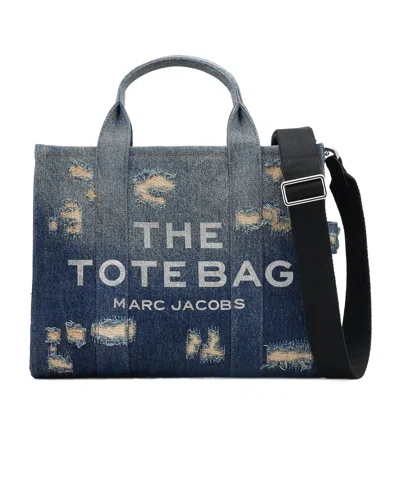 MARC JACOBS MARC JACOBS THE RIP AND REPAIR DENIM MEDIUM TOTE BAG