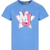 MARC JACOBS LIGHT BLUE T-SHIRT FOR GIRL WITH LOGO AND STAR