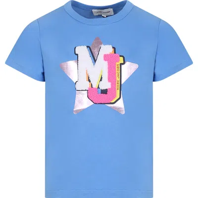 Marc Jacobs Kids' Light Blue T-shirt For Girl With Logo And Star