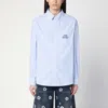 Marc Jacobs Striped Cotton Shirt Collar Pocket Sleeves In Blue
