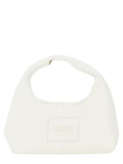 Marc Jacobs Light Grey Leather Logo Print Bag In White