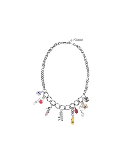 Marc Jacobs Lightweight Natural Bijoux Bracelet With Cubic Zirconia, Glass & Epoxy Accents In Silver