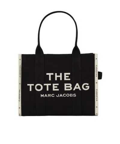 Marc Jacobs Linen Handbag In Black