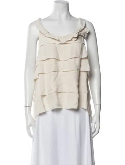 Pre-owned Marc Jacobs Linen Scoop Neck Top In Neutral