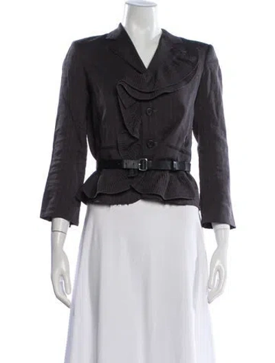 Pre-owned Marc Jacobs Linen Striped Blazer In Gray