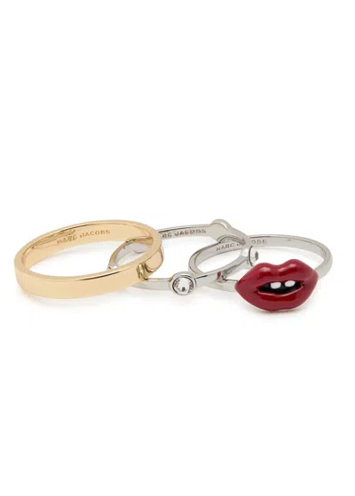 Marc Jacobs Lips Plated Brass Rings In Brown