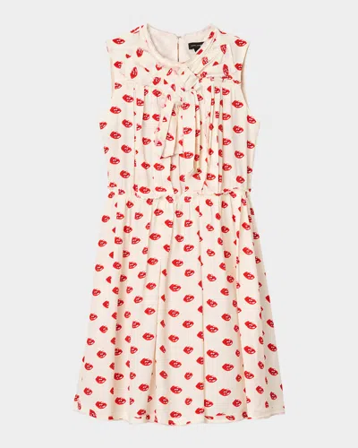 Marc Jacobs Lips Pleated Midi Dress In Multi