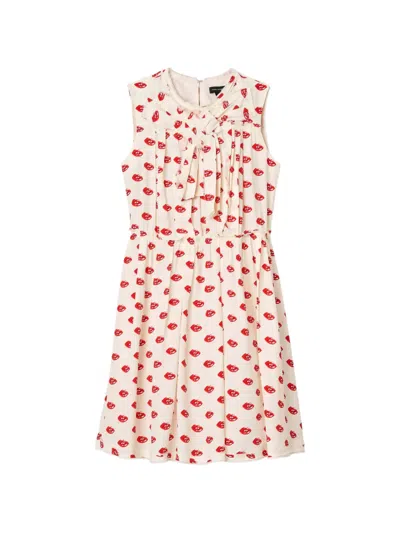 Marc Jacobs Lips Pleated Midi Dress In White