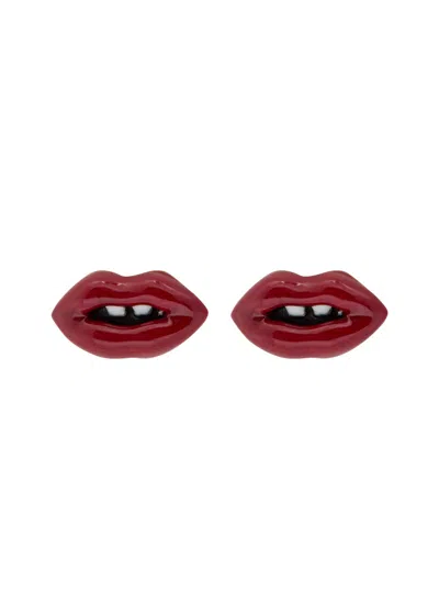 Marc Jacobs Lips Stud Earrings In Gold