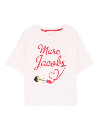 Marc Jacobs Kids' Lipstick-print Cotton Top In Pink