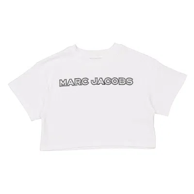 Marc Jacobs Little  Kids Rhinestone-logo Cropped T-shirt In White