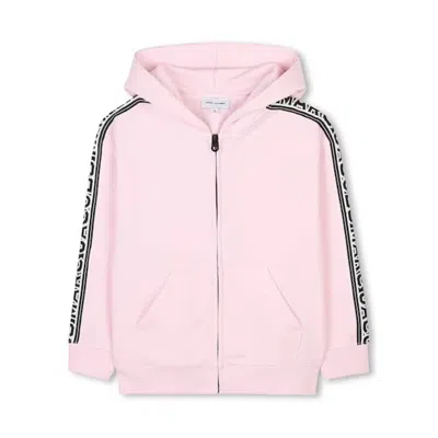 Marc Jacobs Little  Logo Side Tape Zip Up Hoodie In Pink