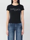 Marc Jacobs Logo And Micro Crystals Crew Neck T Shirt In Black