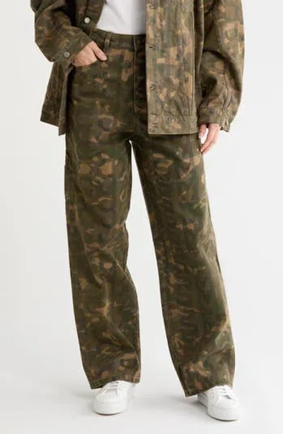 Marc Jacobs Logo Camo Print Oversize Jeans In Green