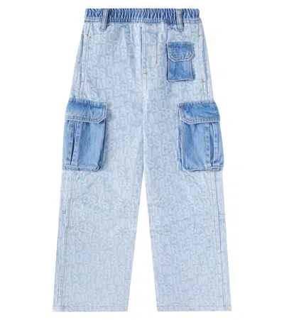 Marc Jacobs Kids' Logo Cargo Jeans In Denim Blue