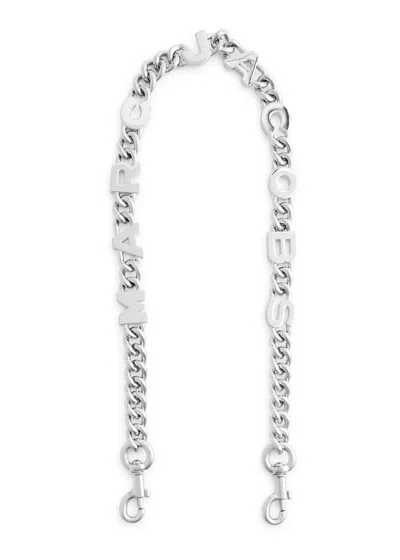 Marc Jacobs Logo Chain Shoulder Strap In Silver