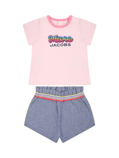 Marc Jacobs Logo Cotton T-shirt And Shorts Set In Multi