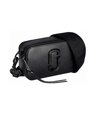 Marc Jacobs 'the Snapshot' Black Shoulder Bag With Metal Logo At The Front