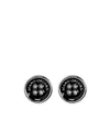 Marc Jacobs Silver 'the Button Stud' Earrings In Black