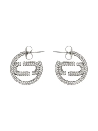 Marc Jacobs Logo Earrings In Silver