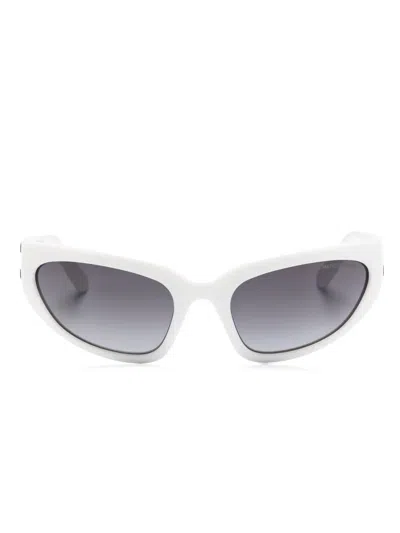 Marc Jacobs Logo-embossed Biker-frame Sunglasses In White