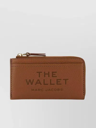 Marc Jacobs Logo Embossed Leather Wallet With Zip In Brown