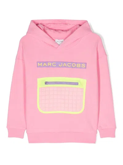 Marc Jacobs Kids' Logo-embroidered Cotton Hoodie In Pink