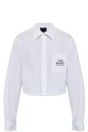 Marc Jacobs Womens The Cropped Text-embroidery Cotton Shirt White In White