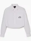 Marc Jacobs Womens The Cropped Text-embroidery Cotton Shirt White In White