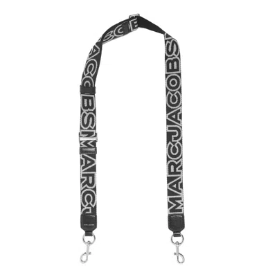 Marc Jacobs Logo Embroidered Shoulder Strap In Black/silver