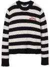 Marc Jacobs Pullover The Striped Brushed Logo Sweater In Black