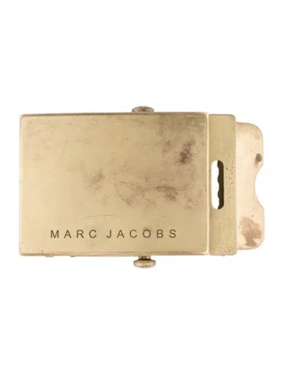 Pre-owned Marc Jacobs Logo Engraved Belt Buckle In Gold